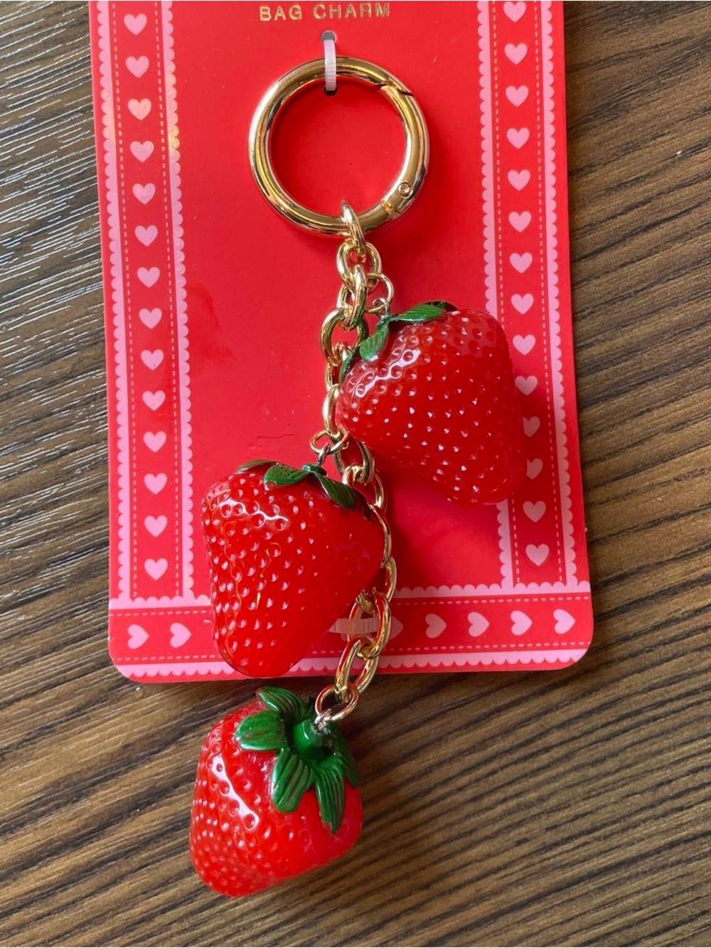 & Other Stories Red Strawberry Trio Key & Bag Charm